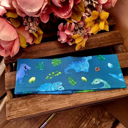 Dinosaurier Kinderstirnband Stirnband Kinder Dino Urzeit Tiere Tiermotiv grün türkis Haarband Knotenstirnband Haarreif H
