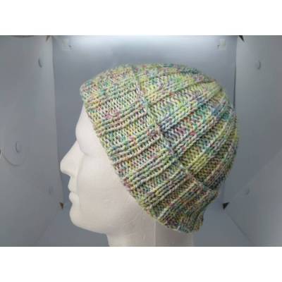 handgestrickte Rippenmütze, Fischermütze, Beanie, Baumwollmischgarn, unisex, verschiedene Farben