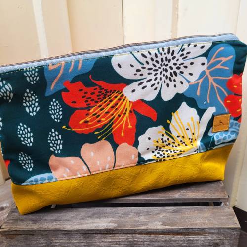 Kulturtasche Waschtasche Kulturbeutel Graphisches Muster Kosmetiktasche Kosmetik Make Up Dunkelblau Blau Aufbewahrung Ba