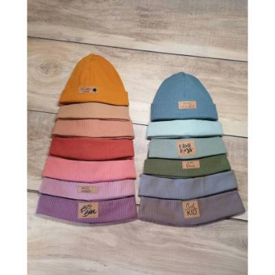 Hipster Beanie mit Wunschlabel, Rippenjersey, alle Größen mit und ohne Label verfügbar