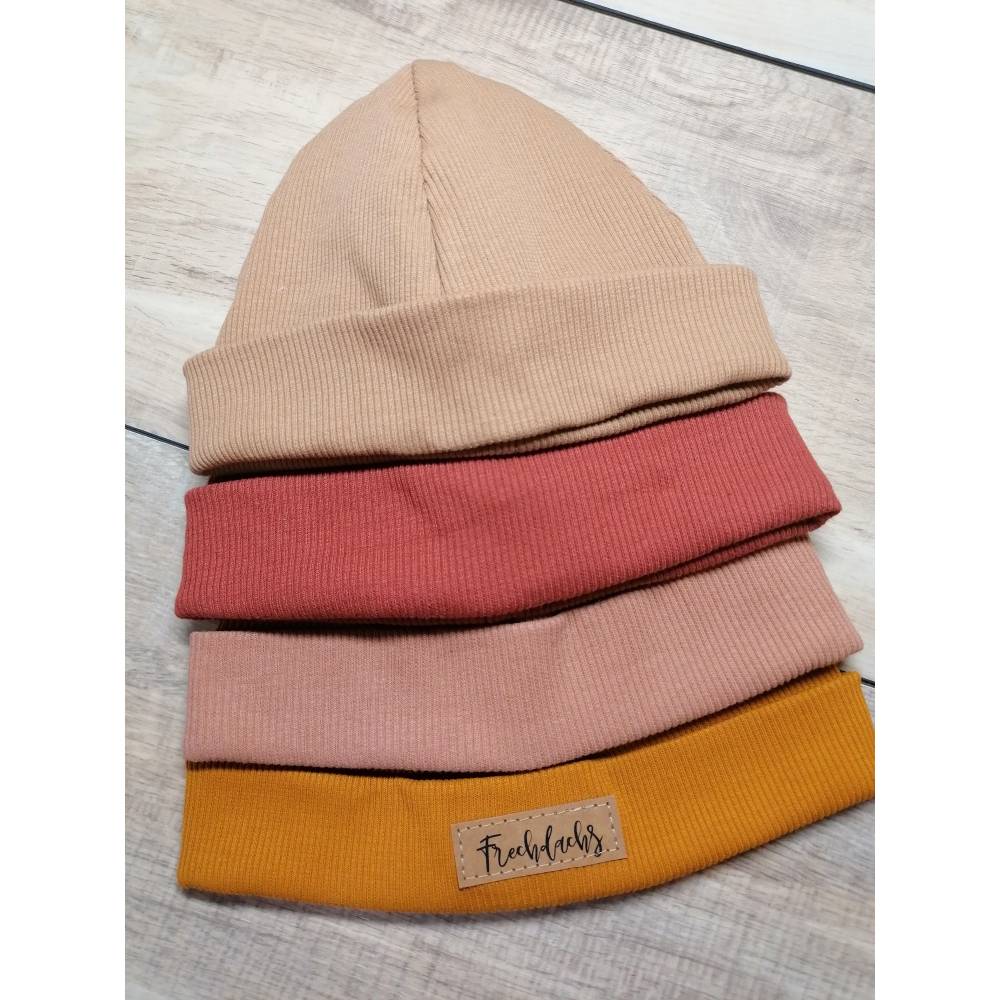 Hipster Beanie mit Wunschlabel, Rippenjersey, alle Größen mit und ohne Label verfügbar Bild 3