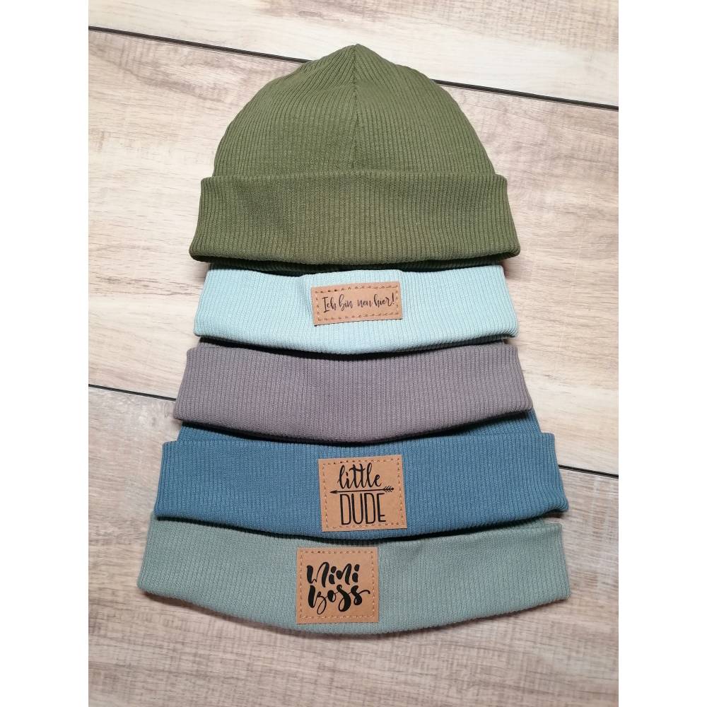 Hipster Beanie mit Wunschlabel, Rippenjersey, alle Größen mit und ohne Label verfügbar Bild 5