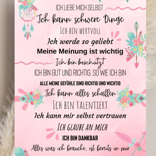 Affirmationsposter für Kinder & Jugendliche – Positive Glaubenssätze fürs Kinderzimmer, Selbstliebe Poster