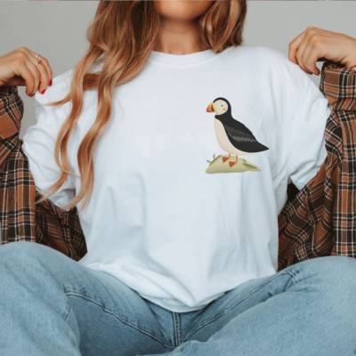 Tshirt Puffin Island BIOBAUMWOLLE Papageientaucher Travel Geschenk Skandinavien Shirt - Iceland Souvenir Adventure - Out