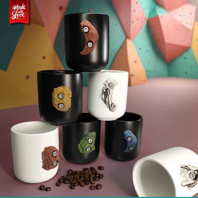 Klettertasse mit Boulderstein-Griff, 330 ml, matt schwarz oder matt weiß, für Kletterer und Boulderfans