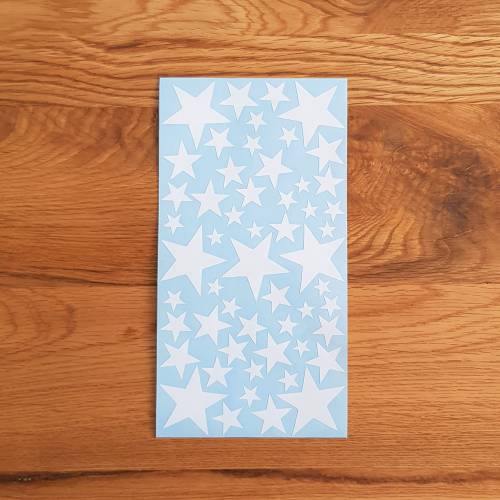 1 Stickerbogen STERNE - Farbe frei wählbar - Aufkleber in Sternenform versch. Größen - Bogen - Sticker -