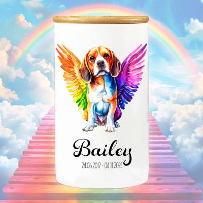 Tierurne 'Beagle' mit Namen & Datum -  Erinnerungsdose, Gedenkdose