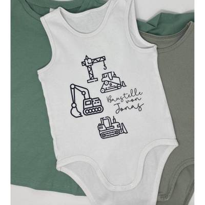 Schwarzer personalisierter Baustellen-Aufdruck zum Selbstaufbügeln auf Kleidung für Kinder-T-Shirts Bodys