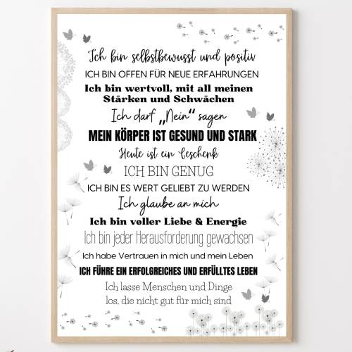 Achtsamkeit Kunstdruck – Selbstfürsorge & Affirmationen Poster für Erwachsene, personalisierbar