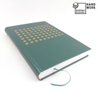 Notizbuch, 24 x 16 cm, gold dunkelgrün, 225 Blatt blanko Recycling-Papier, Hardcover