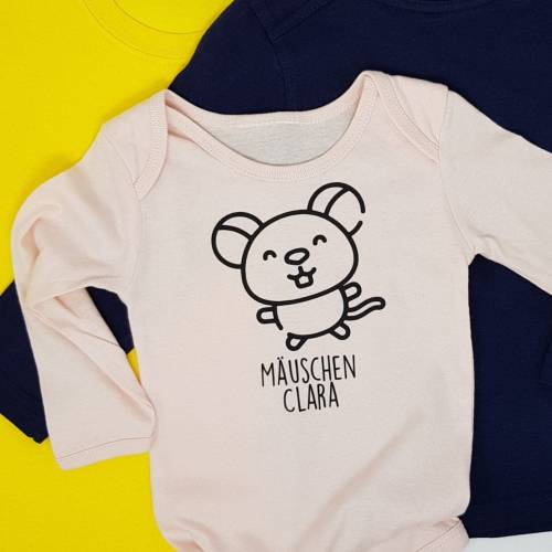 Weißer Mäuschen-Aufdruck zum Selbstaufbügeln personalisiert auf Kleidung für Kinder-T-Shirts, Bodys