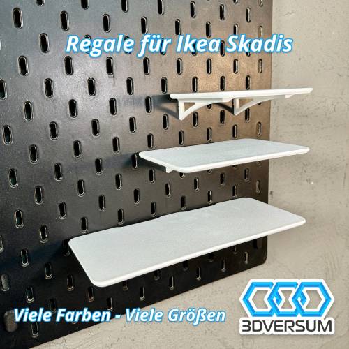 3DVERSUM Skadis Regalbrett | Einrastende Ablage für IKEA SKÅDIS und FlexiBoard
