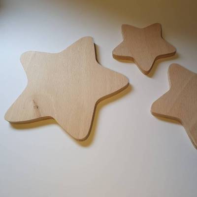 Sterne aus Holz 10 mm | Rohlinge für DIY Projekte | Stern mit runden Ecken | Holzsterne in Wunschgröße 