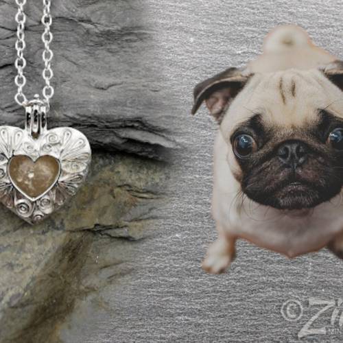 Engelsrufer Herz Anhänger aus 925 Sterlingsilber mit individueller Fell-Perle vom Haustier