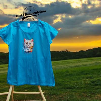 Aquarell cooles Katzen-Shirt, Geschenk