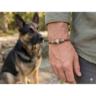 Armband, Miniperlen gefüllt mit Haaren, Fell, Hund, Katze, Haustiere, Asche, Mann, Andenken, Geschenk, Tierhaarschmuck