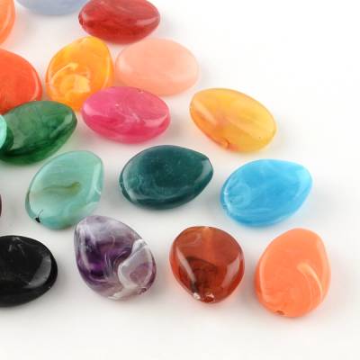 15  bunte Tropfenperlen, Edelstein-Imitation, Acryl, 25x19x9mm
