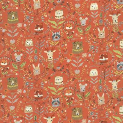 Westfalenstoffe Götborg orange Waldtiere Hase Fuchs Waschbär Bär 100% Baumwolle Webware Druckstoff 25cm x 150cm