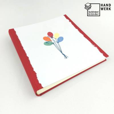 Fotoalbum, rosenrot, Luftballons, handgeschöpft, personalisierbar, ca. 24 x 24 cm