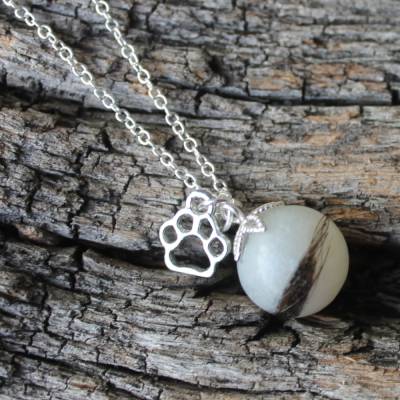 Perlenanhänger mit Hundehaar incl. silberner Ankerkette