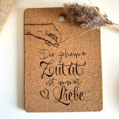 Topfuntersetzer Kork, Die geheime Zutat ist immer Liebe, Geschenk zur Hochzeit