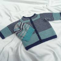 Babyjacke, Babymütze, handgestrickt, Merionowolle