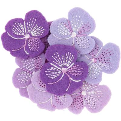 Filzstreu Stiefmütterchen bestickt violett 8 Stück