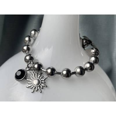 Armband Edelstahl silber Sonne massiv wasserfest