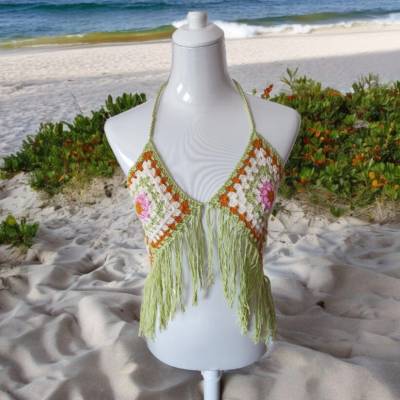 Oberteil, Beachware, gehäkelt, Handarbeit