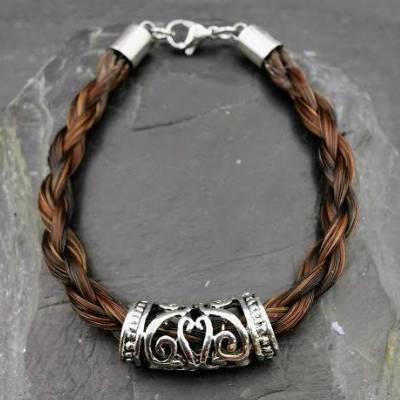 Pferdehaararmband mit Dreadperle , Tierhaarschmuck , Pferdehaare, Schweif, Armband, Erinnerung, Pony,