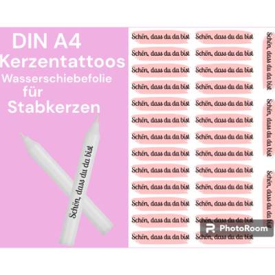 Gastgeschenke rosa | Kerzentattoos Kerzenfolie Wasserschiebefolie DINA4 | Kerzen zum selbst verzieren | Stabkerze