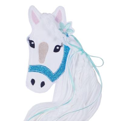 Applikation Aufnäher Schultüte 3D Pferd mit Glitzer Halfter Wollmähne Pony Mädchen