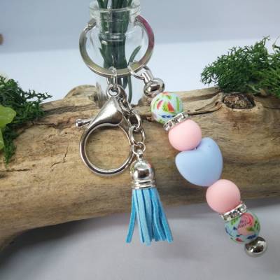 Schlüsselanhänger Herz aus Silikonperlen – Handgemacht, Farbenvielfalt & Geschenkidee