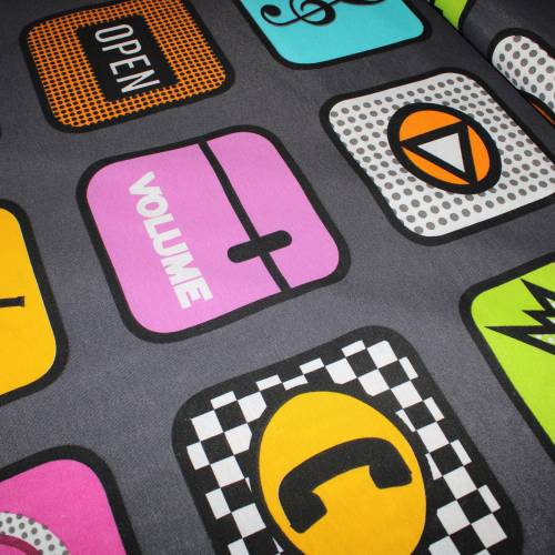 13,60 EUR/m Dekostoff Smartphone Icons Baumwollmix