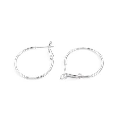 2 Creolen, Hoop- Ohrringe aus Messing, versilbert, 25mm, Dicke: 1.2 mm
