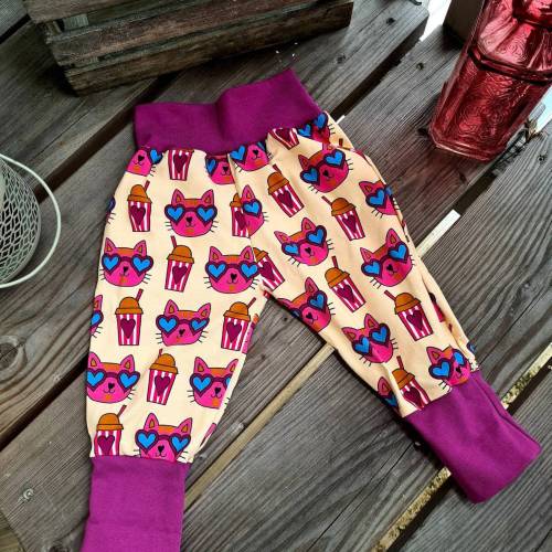Pumphose Mitwachshose Babypumphose Kinderpumphose Katze 74/80