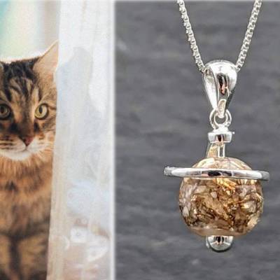 Anhänger Saturn, Sterling Silber, Andenken, Tierhaarschmuck, Fell, Asche, Memorial, Erinnerung, Tier, Hund