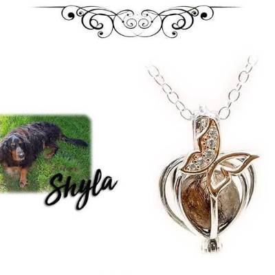 Engelsrufer Schmetterling, Perle, Tierhaarschmuck, Fell, Haare, Asche, Nabelschnur, Erinnerung, Hund, Katze, Haustier, K