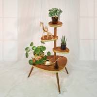 Blumenstnder / Blumenbank / Blumentisch Pecan Nut  Design 60er Jahre