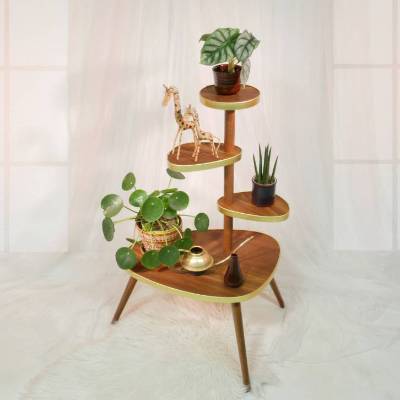 Blumenständer / Blumenbank / Blumentisch Pecan Nut – Design 60er Jahre