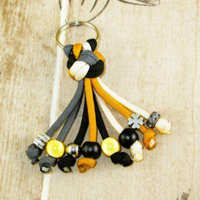 Schlüsselanhänger Paracord Anhänger Schlüssel Taschenbaumler Taschenanhänger gelb schwarz