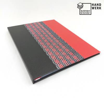 Mappe mit Klarsichthüllen A4, schwarz rot, Redenmappe, Grubentuch. upcycling