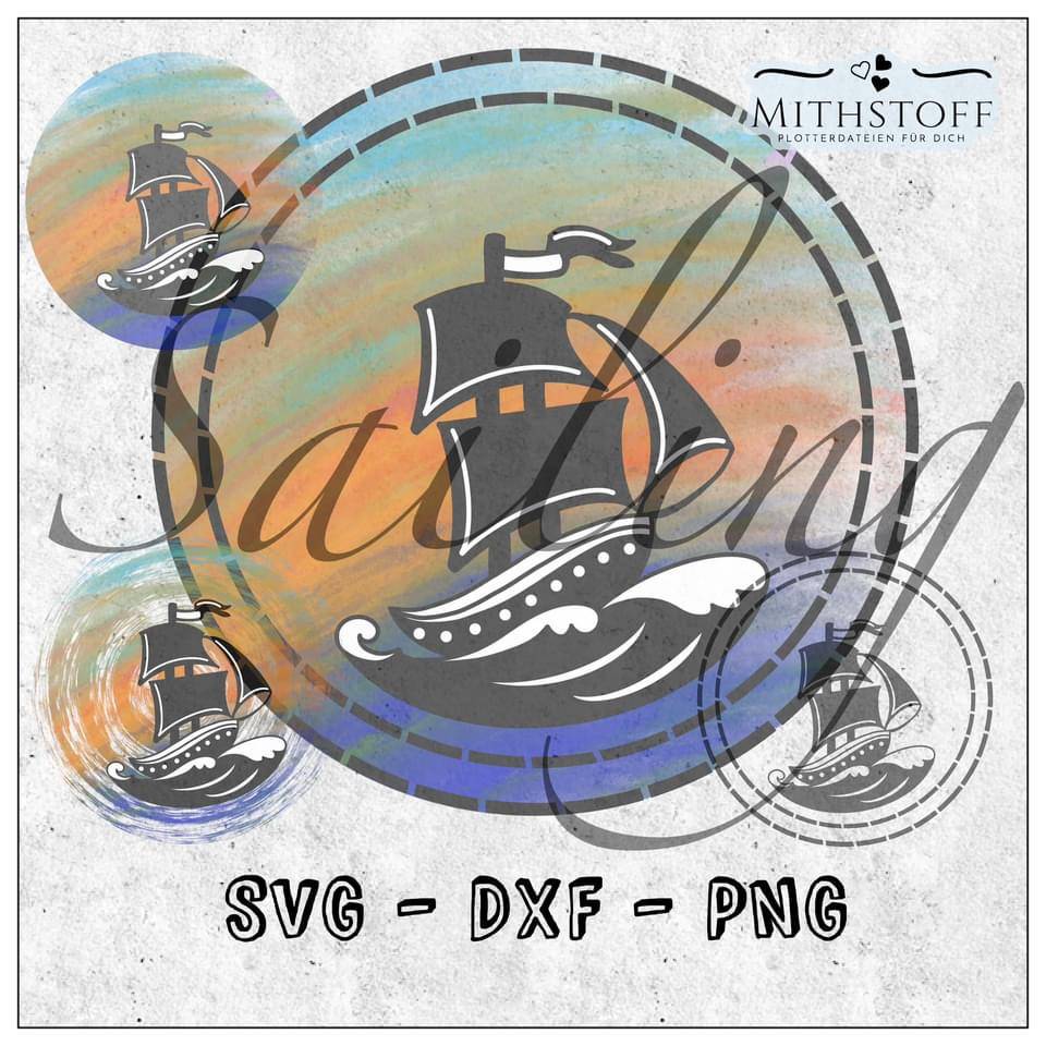 Tolle maritime Datei Sayling - 5 x Schiff - Mithstoff - PNG - DXF - SVG Bild 1