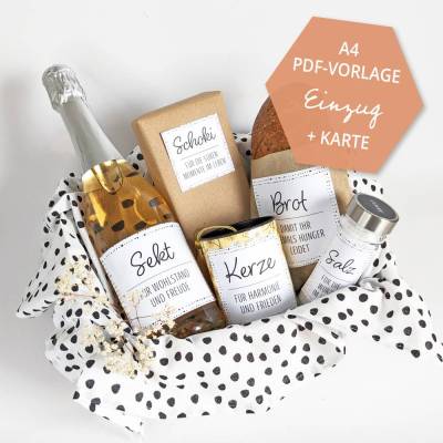 Einzugsgeschenk I | Einweihung | Richtfest | Umzug | Salz Brot Wein | Karte | Druckvorlage A4 | Datei | PDF Vorlage