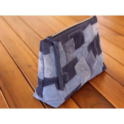 Kleine Tasche aus Leder in Patchwork, Kosmetiktasche, Schminktasche, Stiftetasche, Aufbewahrung, Handtasche