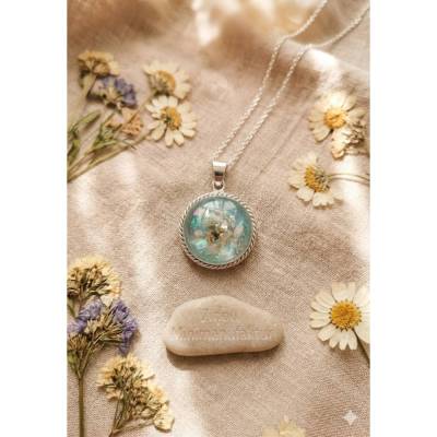 Anhänger Dahlia mit Kette 16mm gefüllt mit Asche, Haustier, Hund, Kremation, Andenken, Erinnerung, Katze, Fell, oder Zäh