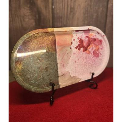 Bunte Deko-Schale aus Epoxidharz und Xyrarock.