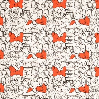 Baumwolljersey Lizenz Minnie Mouse weiß-rot Oeko-Tex Standard 100 (1m/19,-€)