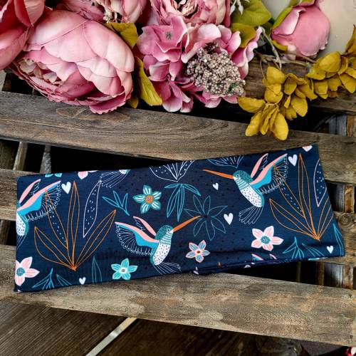 Haarband Tiere Vogel Kolibri Blau Türkis Kinderstirnband Stirnband Kinder Knotenstirnband Haare Himmel Haarreif Outdoorb