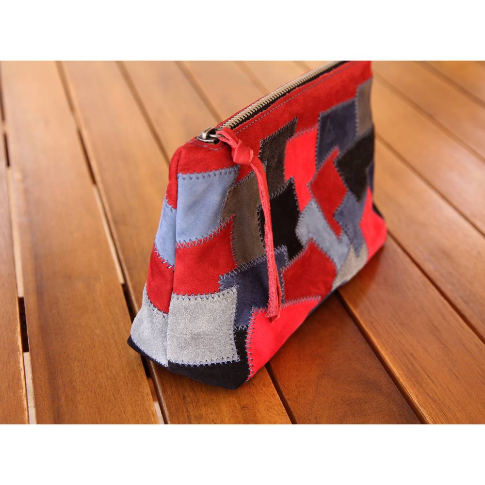Kleine Tasche aus Leder in Patchwork, Kosmetiktasche, Schminktasche, Stiftetasche, Aufbewahrung, Handtasche Bild 2